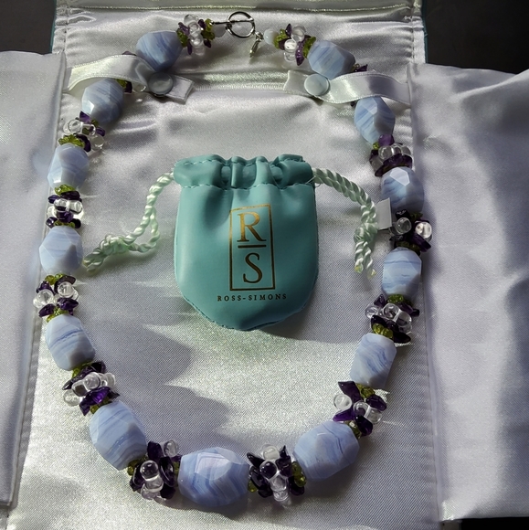 Ross-Simons Crazy Lace Agate Chalcedony Necklace Earring Set - Picture 11 of 15